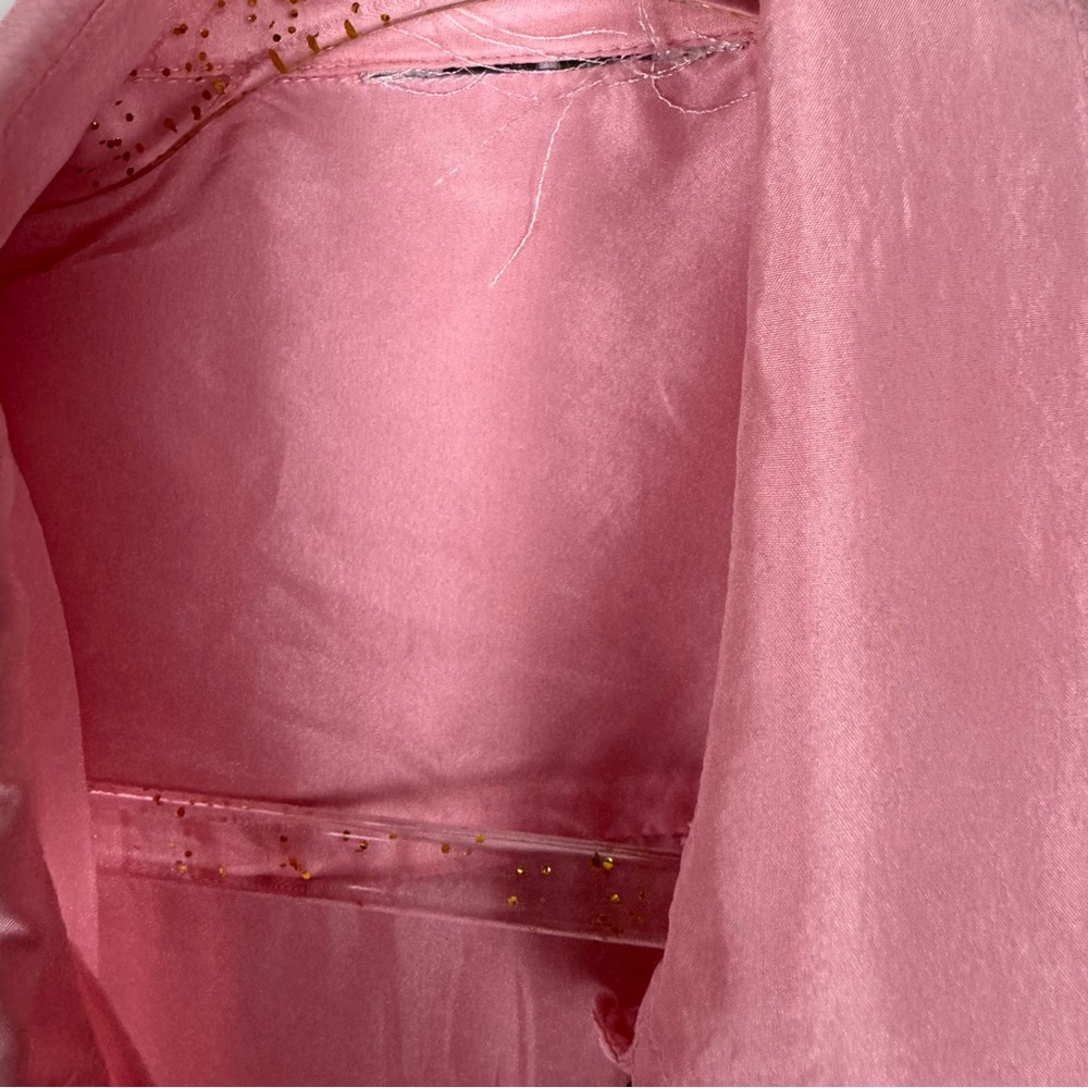 Vintage 100% Silk Blouse Button Down Light Pink Sz Medium 90's Shoulder Pads - Picture 6 of 15